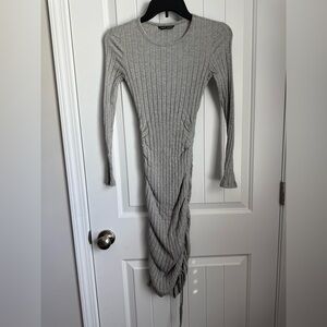 SHEIN Gray Long Sleeve Ribbed Dress